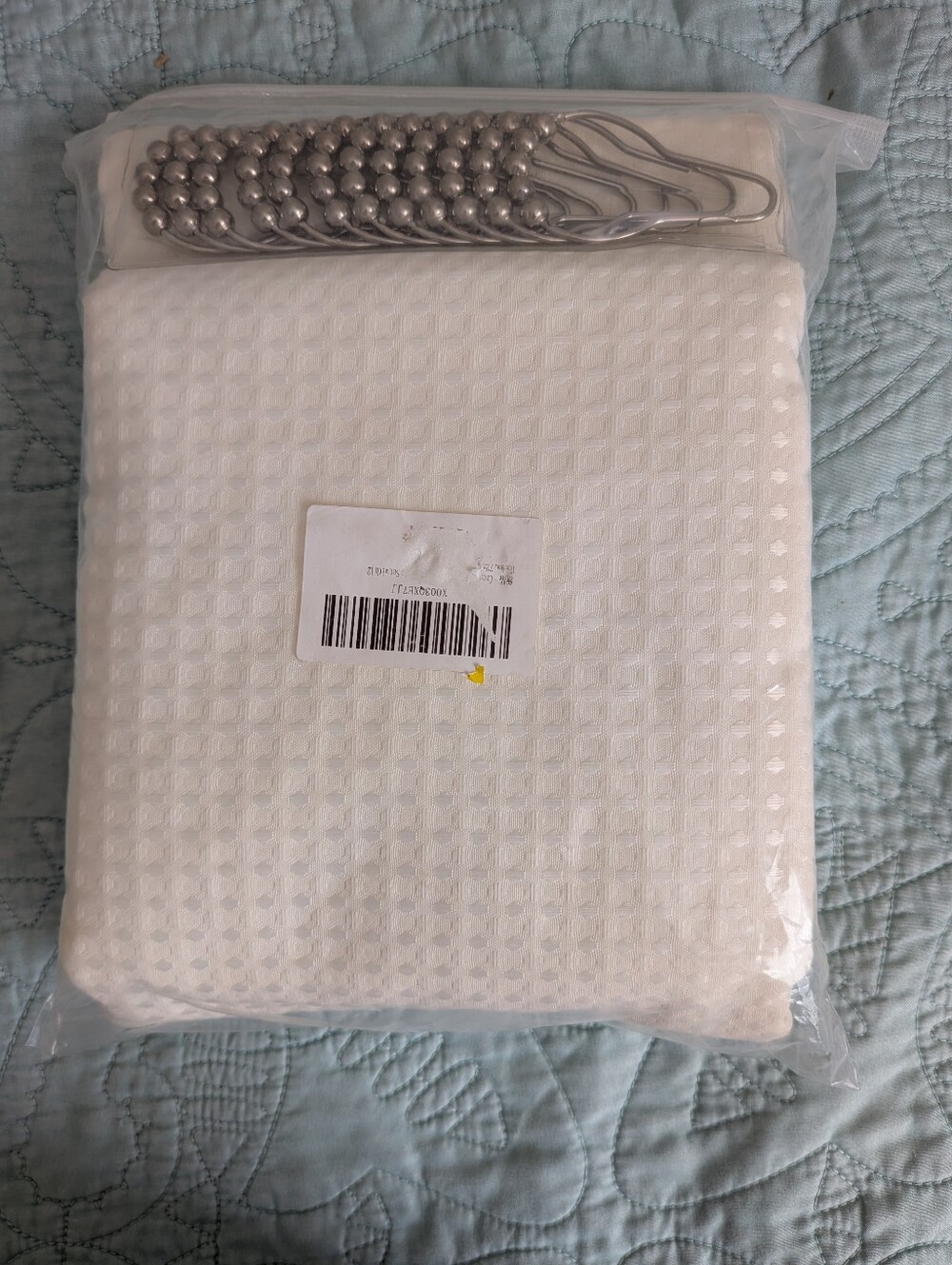 New Woven Shower Curtain With 12 Hooks